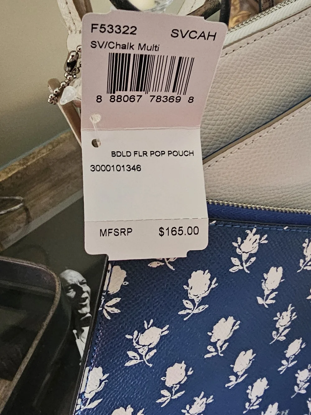 Coach  Crossbody Wristlet with Blue Accent